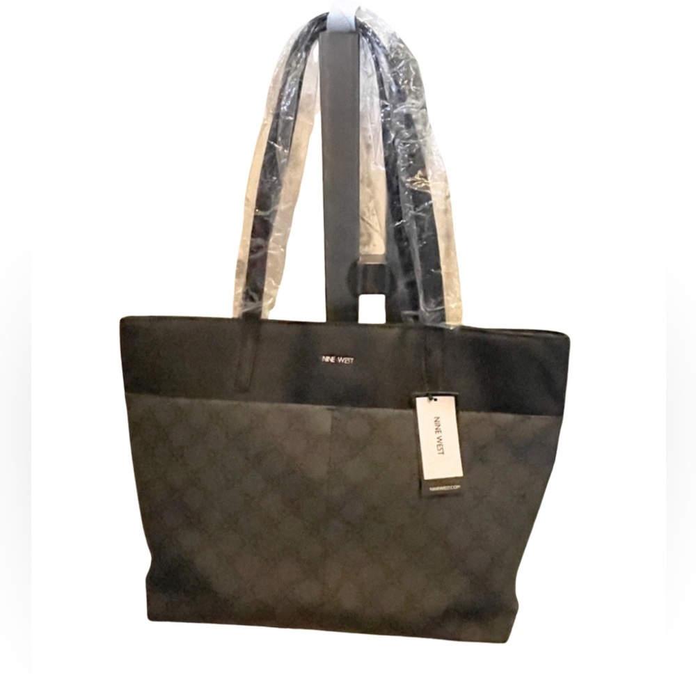 Nine West Black Tote Bag Classic, 11” tall, 16” wide, and 5” deep